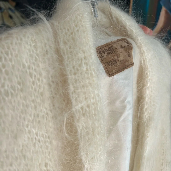 Vintage Boho Mohair Cream Cardigan with Floral Accents One Size - Picture 12 of 14